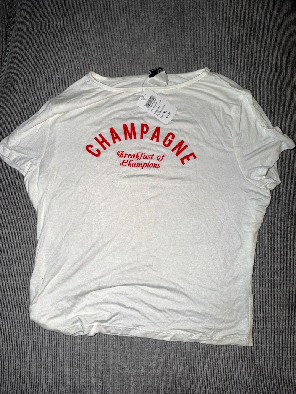 Champagne White Tee with Red Graphic - Women